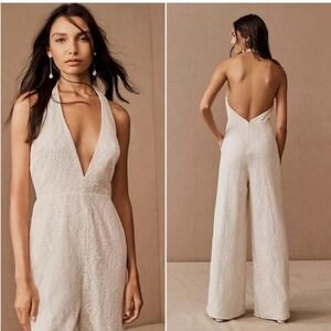 BHLDN White Lace Jumpsuit
